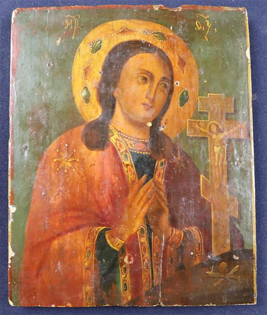 A 19th century Russian painted wood icon